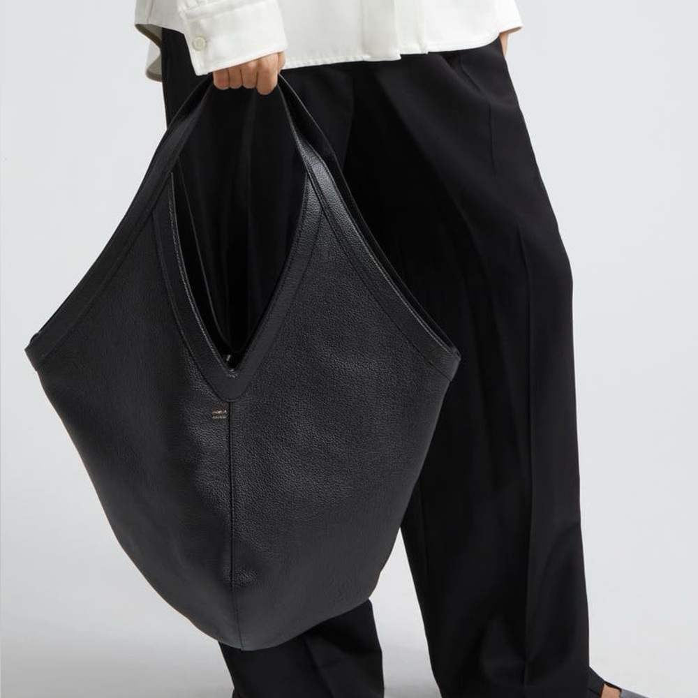 Mansur Gavriel Soft M Black Leather Tote Bag